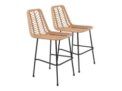 Outlet Happy Garden Conjunto de 2 bancos de bar em rotim sintético OKA Castanho