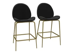Discount CosmoLiving by Cosmopolitan Conjunto de 2 bancos de bar estofados em PU Preto