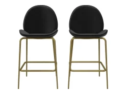 Discount CosmoLiving by Cosmopolitan Conjunto de 2 bancos de bar estofados em PU Preto