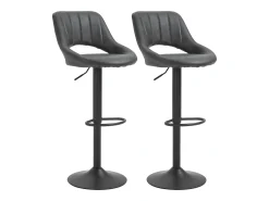 Discount Conjunto de 2 bancos de bar, bancos de cozinha giratórios, altura ajustável com apoio para os pés, aparência de couro, estrutura de metal, cinza Cinzento