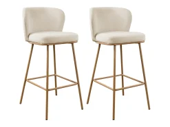 Banco*Vente-unique Conjunto de 2 bancos de bar em tecido texturado e metal com efeito madeira - e Natural - SENORASE Bege