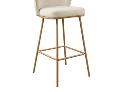 Banco*Vente-unique Conjunto de 2 bancos de bar em tecido texturado e metal com efeito madeira - e Natural - SENORASE Bege