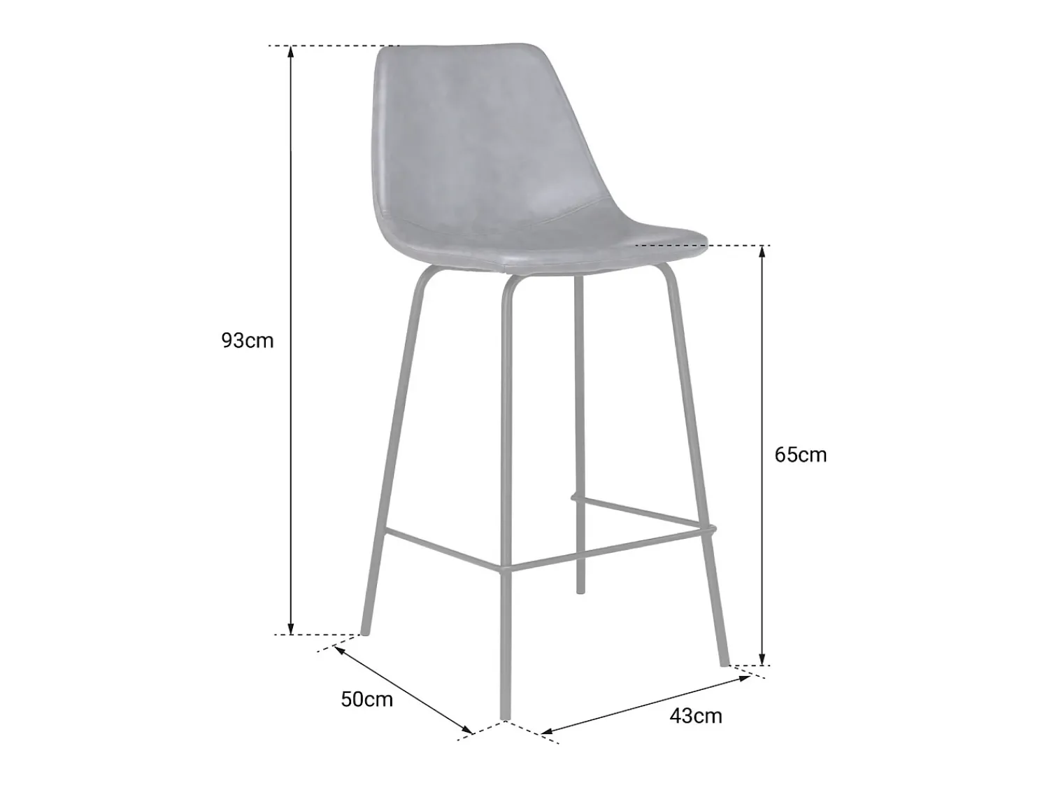 Banco*Happy Garden Conjunto de 2 bancos de barra LUCIEN vintage cinza escuro - Altura do assento 65cm Cinzento