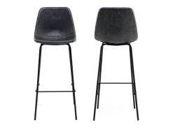 Banco|Happy Garden Conjunto de 2 bancos de bar LUCIEN vintage escuro - Altura do assento 75cm Cinzento