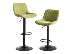 Best Hauss Spole Conjunto de 2 bancos de bar s, com altura regulável, em veludo e metal. Verde