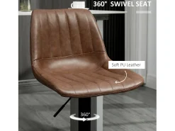 Online Conjunto de 2 bancos de bar, bancos de balcão com altura ajustável, couro sintético, banco de bistrô com anel de pé, aço, marrom Castanho