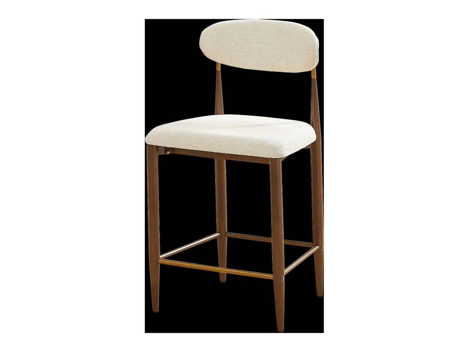 Banco*Hauss Spole Conjunto de 2 bancos de bar, com 94 cm de altura - Estrutura em metal castanho e dourado - Tecido Bege