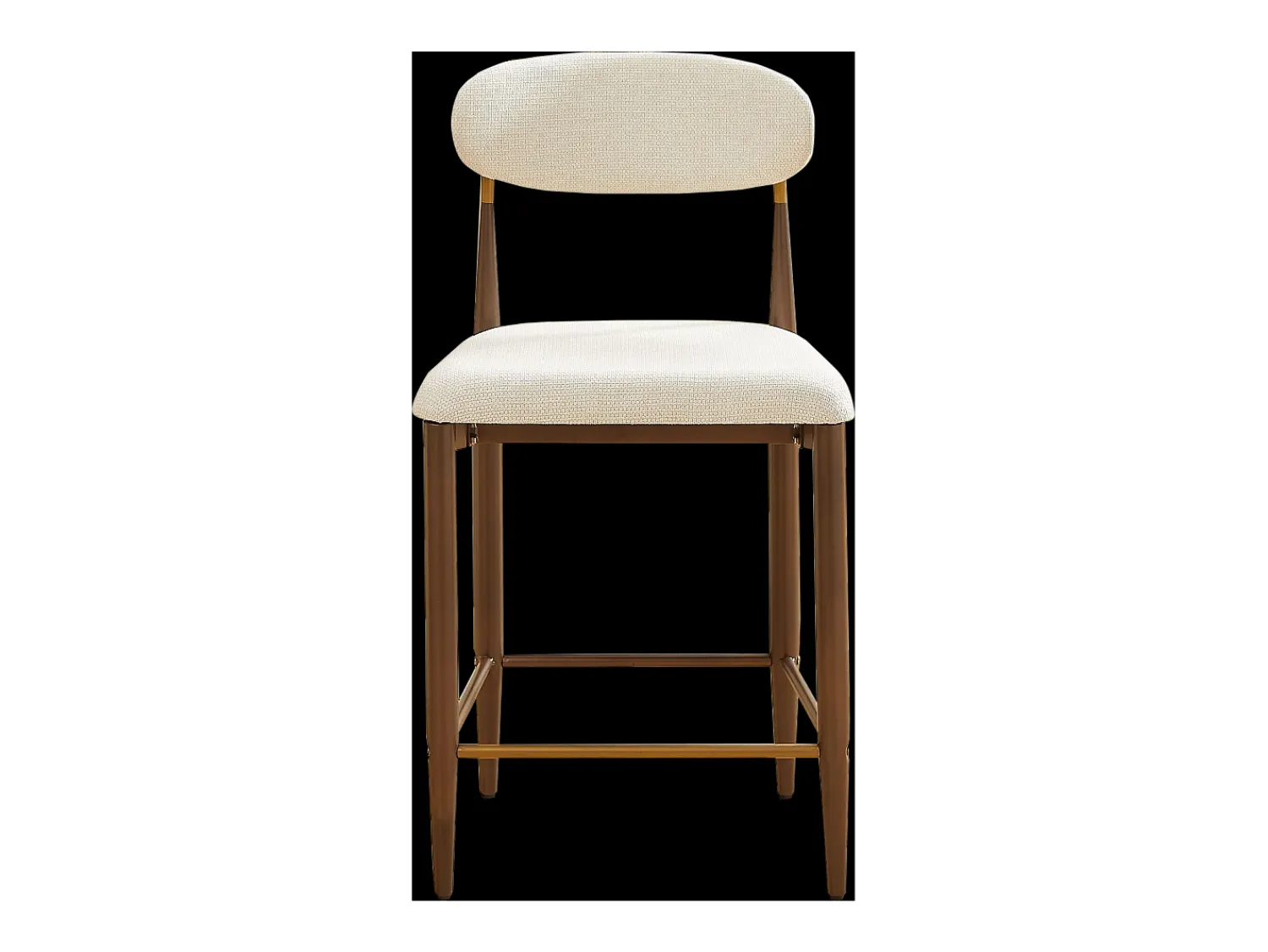 Banco*Hauss Spole Conjunto de 2 bancos de bar, com 94 cm de altura - Estrutura em metal castanho e dourado - Tecido Bege