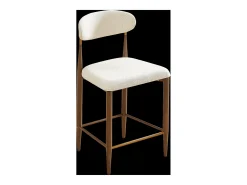Banco*Hauss Spole Conjunto de 2 bancos de bar, com 94 cm de altura - Estrutura em metal castanho e dourado - Tecido Bege