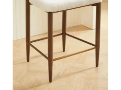 Banco*Hauss Spole Conjunto de 2 bancos de bar, com 94 cm de altura - Estrutura em metal castanho e dourado - Tecido Bege