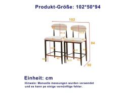 Banco*Hauss Spole Conjunto de 2 bancos de bar, com 94 cm de altura - Estrutura em metal castanho e dourado - Tecido Bege