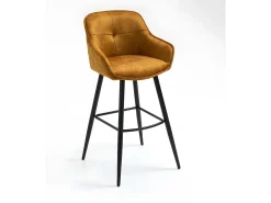 Banco|Casa Vital Conjunto de 2 bancos de bar - tecido e metal - amarelo escuro - SHERRY Amarelo mostarda