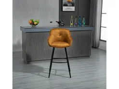 Banco|Casa Vital Conjunto de 2 bancos de bar - tecido e metal - amarelo escuro - SHERRY Amarelo mostarda