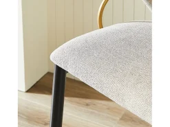 Hauss Spole Conjunto de 2 bancos de bar em tecido chenille castanho claro - Pés em metal e dourado^ Banco