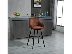 Banco|Casa Vital Conjunto de 2 bancos de bar - tecido e metal - castanho avermelhado - SHERRY Multicor