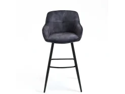 New Casa Vital Conjunto de 2 bancos de bar - tecido e metal - antracite - SHERRY Cinza antracite