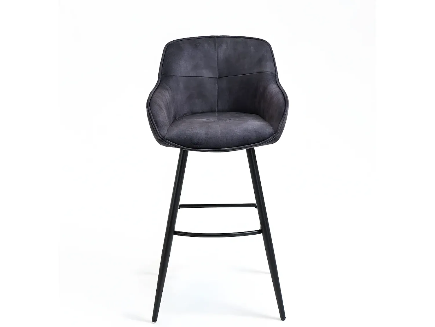 New Casa Vital Conjunto de 2 bancos de bar - tecido e metal - antracite - SHERRY Cinza antracite