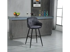 New Casa Vital Conjunto de 2 bancos de bar - tecido e metal - antracite - SHERRY Cinza antracite