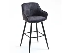 New Casa Vital Conjunto de 2 bancos de bar - tecido e metal - antracite - SHERRY Cinza antracite