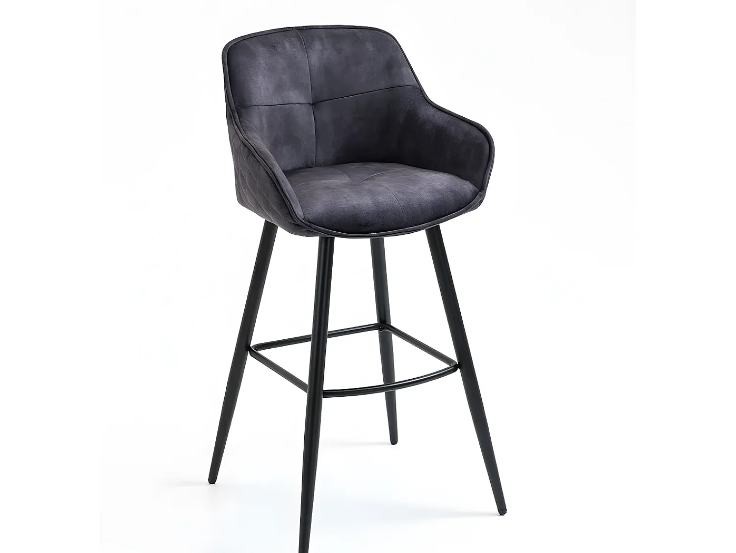 New Casa Vital Conjunto de 2 bancos de bar - tecido e metal - antracite - SHERRY Cinza antracite