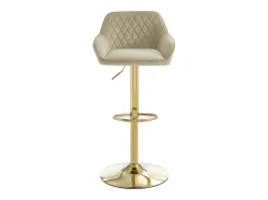 Banco*Vente-unique Conjunto de 2 bancos de bar em veludo e metal dourado - Altura ajustável - - TAVOA Bege
