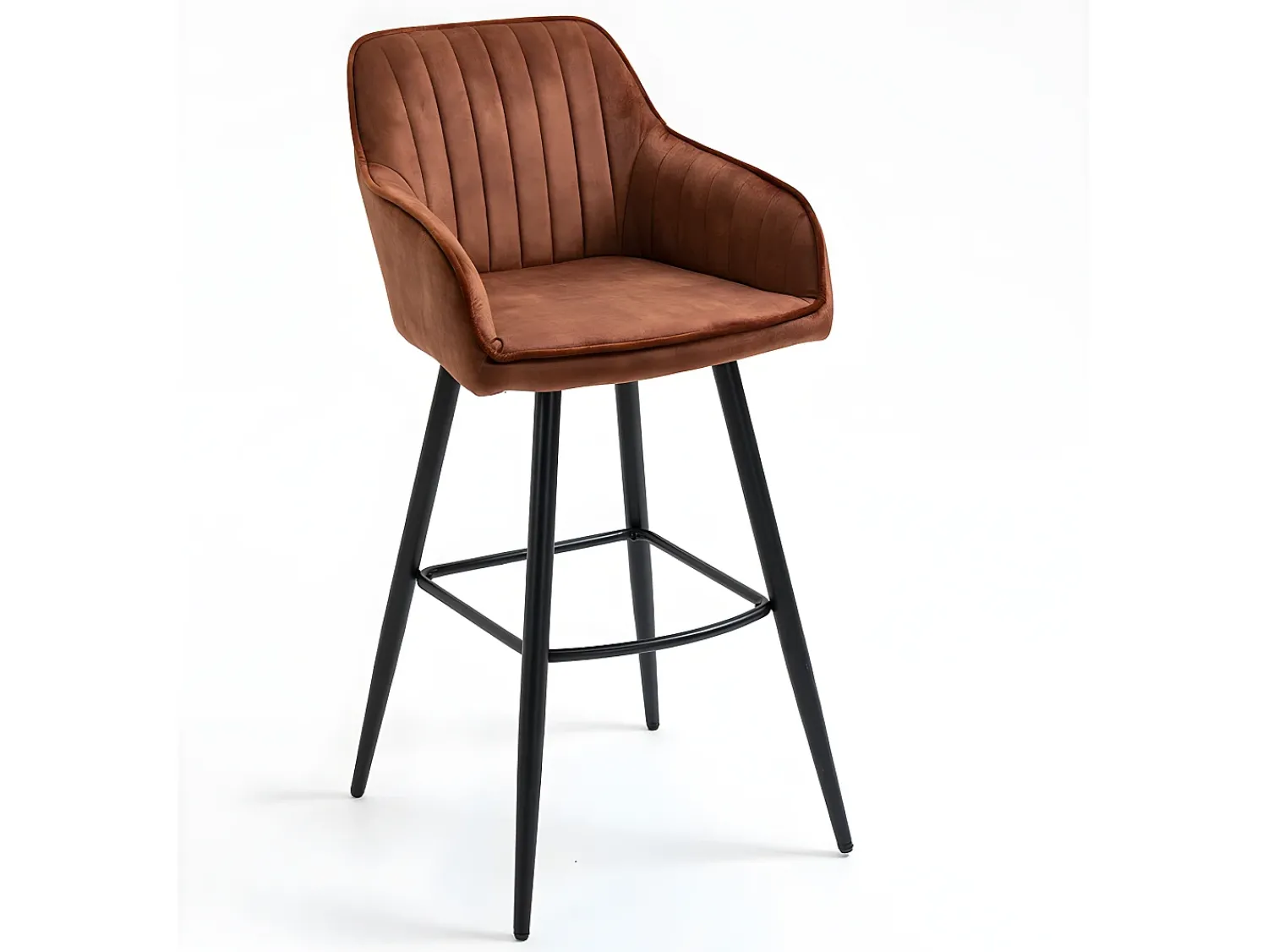 Hot Casa Vital Conjunto de 2 bancos de bar - tecido e metal - - BOND Castanho