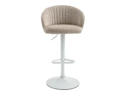 Clearance Vente-unique Conjunto de 2 bancos de bar em tecido e metal branco - Altura ajustável - - DORALIZ Creme