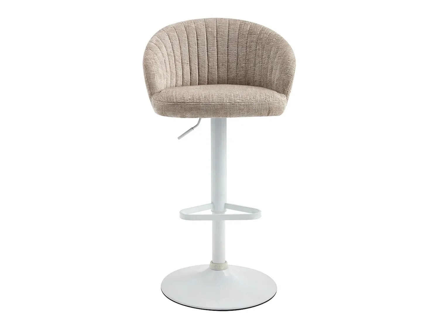 Clearance Vente-unique Conjunto de 2 bancos de bar em tecido e metal branco - Altura ajustável - - DORALIZ Creme