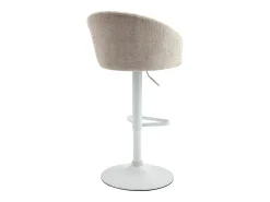 Clearance Vente-unique Conjunto de 2 bancos de bar em tecido e metal branco - Altura ajustável - - DORALIZ Creme
