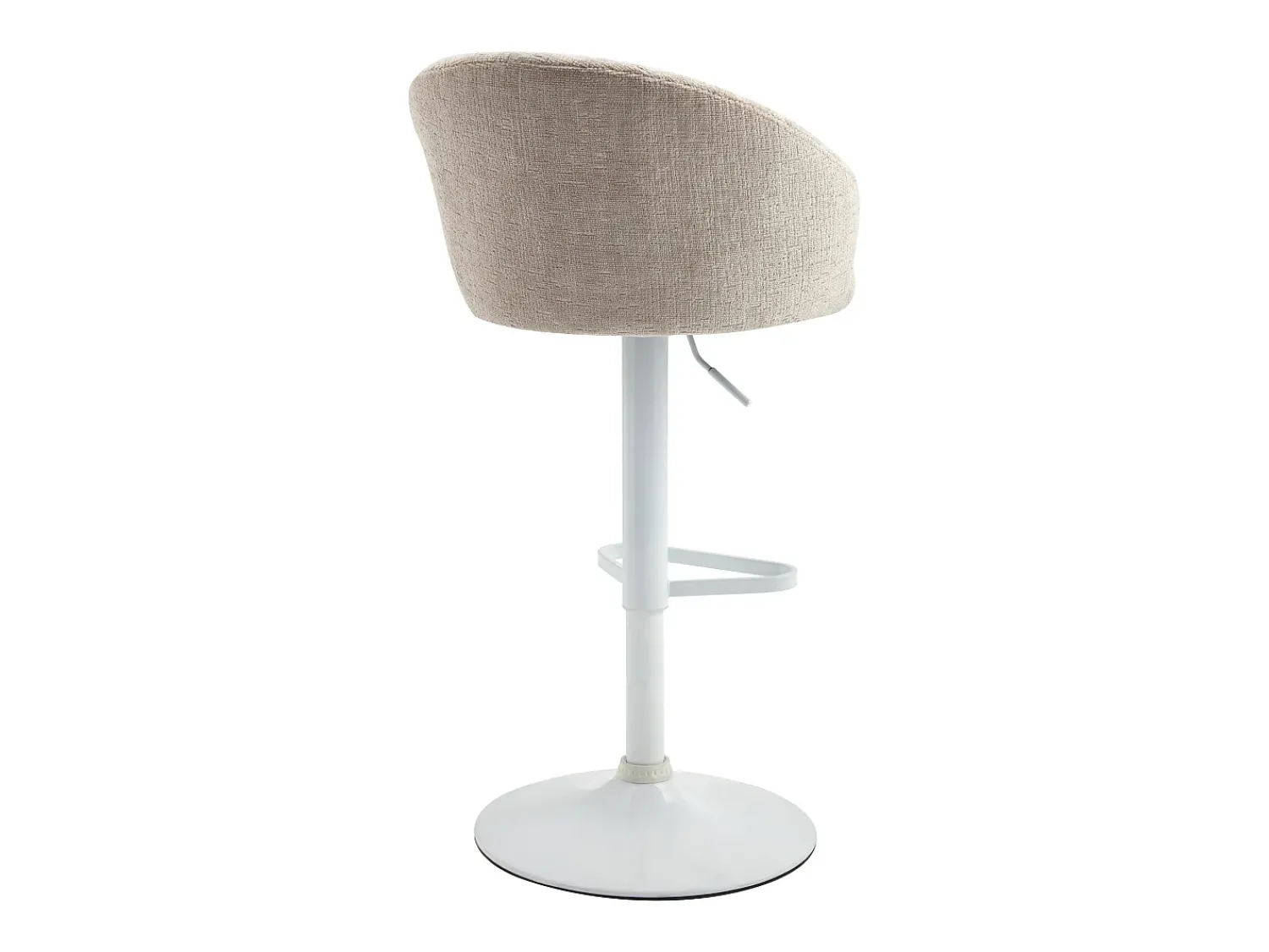Clearance Vente-unique Conjunto de 2 bancos de bar em tecido e metal branco - Altura ajustável - - DORALIZ Creme