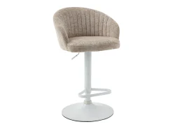 Clearance Vente-unique Conjunto de 2 bancos de bar em tecido e metal branco - Altura ajustável - - DORALIZ Creme