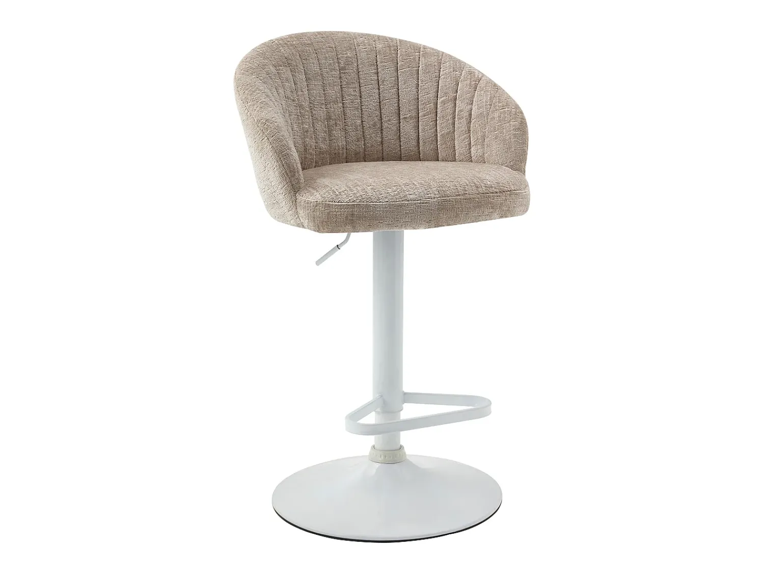 Clearance Vente-unique Conjunto de 2 bancos de bar em tecido e metal branco - Altura ajustável - - DORALIZ Creme