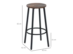 Banco* Conjunto de 2 bancos de bar, design industrial, com apoio para os pés, estrutura metálica, até 120 kg, Castanho