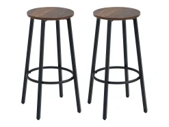 Banco* Conjunto de 2 bancos de bar, design industrial, com apoio para os pés, estrutura metálica, até 120 kg, Castanho