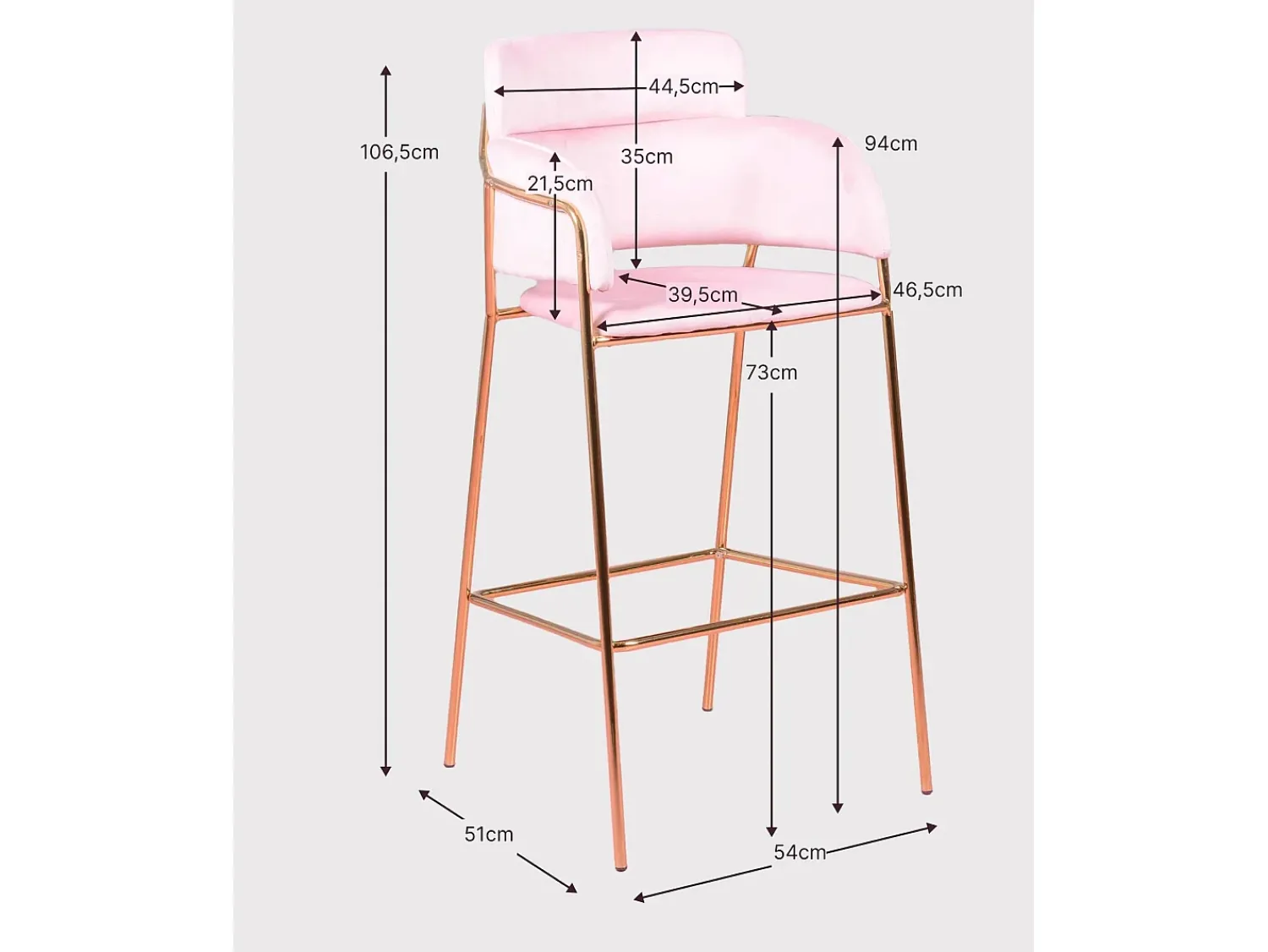 Banco|Nest Dream Conjunto de 2 bancos de design estofados em veludo - Cruiser - Rosa