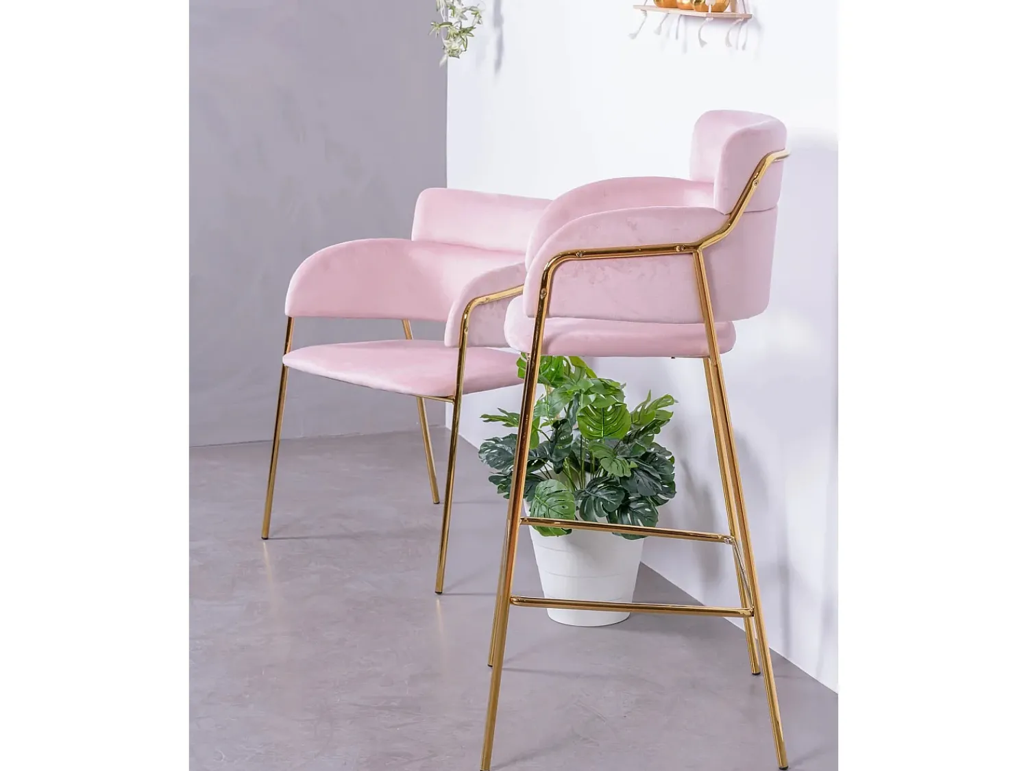 Banco|Nest Dream Conjunto de 2 bancos de design estofados em veludo - Cruiser - Rosa