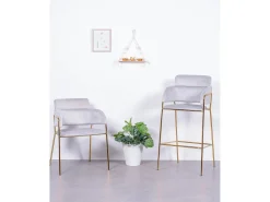 Banco|Nest Dream Conjunto de 2 bancos de design estofados em veludo - Cruiser - Cinza Cinzento
