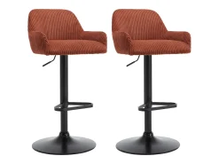 Online Vente-unique Conjunto de 2 bancos em veludo canelado e metal preto - Altura regulável - Terracotta - LILIYA Terracota