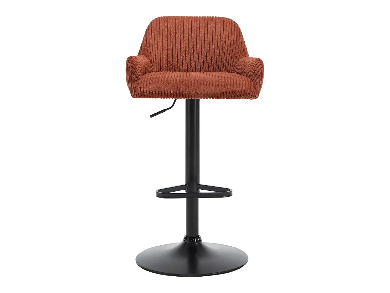 Online Vente-unique Conjunto de 2 bancos em veludo canelado e metal preto - Altura regulável - Terracotta - LILIYA Terracota