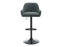 Vente-unique Conjunto de 2 bancos em veludo canelado e metal preto, altura regulável verde - LILIYA^ Banco