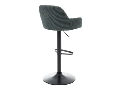 Vente-unique Conjunto de 2 bancos em veludo canelado e metal preto, altura regulável verde - LILIYA^ Banco