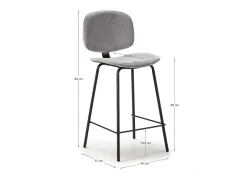 Banco*Calicosy Conjunto de 2 bancos em veludo cotelê e metal preto 44x51 h98 cm Cinzento