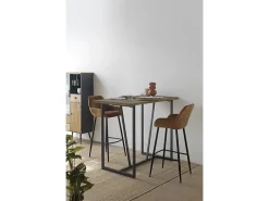 Banco* Conjunto de 2 bancos estofados cor castanha pernas metálicas pretas Castanho
