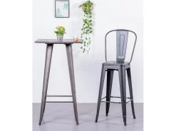 Nest Dream Conjunto de 4 bancos metálicos com encosto alto - Bistro -^ Banco