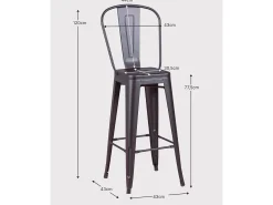 Nest Dream Conjunto de 4 bancos metálicos com encosto alto - Bistro -^ Banco