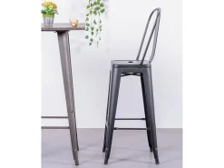 Nest Dream Conjunto de 4 bancos metálicos com encosto alto - Bistro -^ Banco