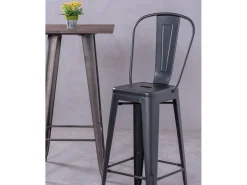 Nest Dream Conjunto de 4 bancos metálicos com encosto alto - Bistro -^ Banco