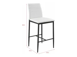 Banco|Helloshop26 Conjunto de 2 bancos para cadeiras altas com pernas de aço e altura 66 cm branco preto 03_0005786/2 Cinzento