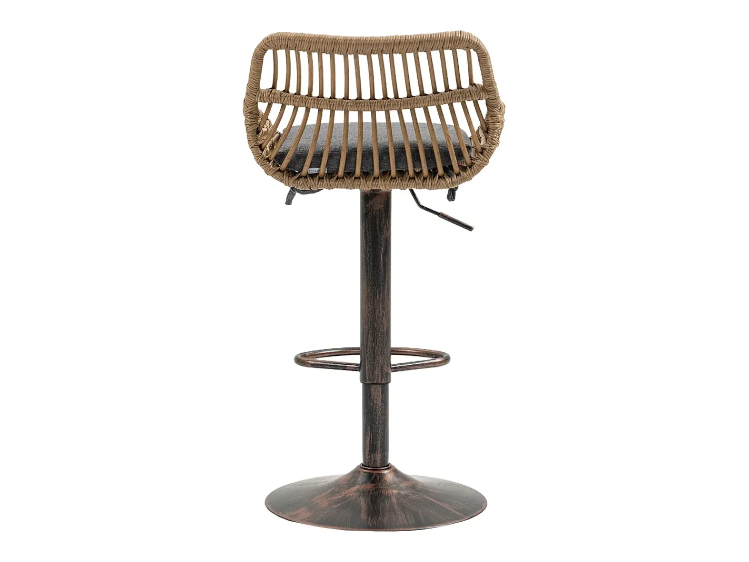 Hauss Spole Conjunto de 2 banquetas ajustáveis - Estrutura em metal e encosto em rattan - Almofada em linho^ Banco
