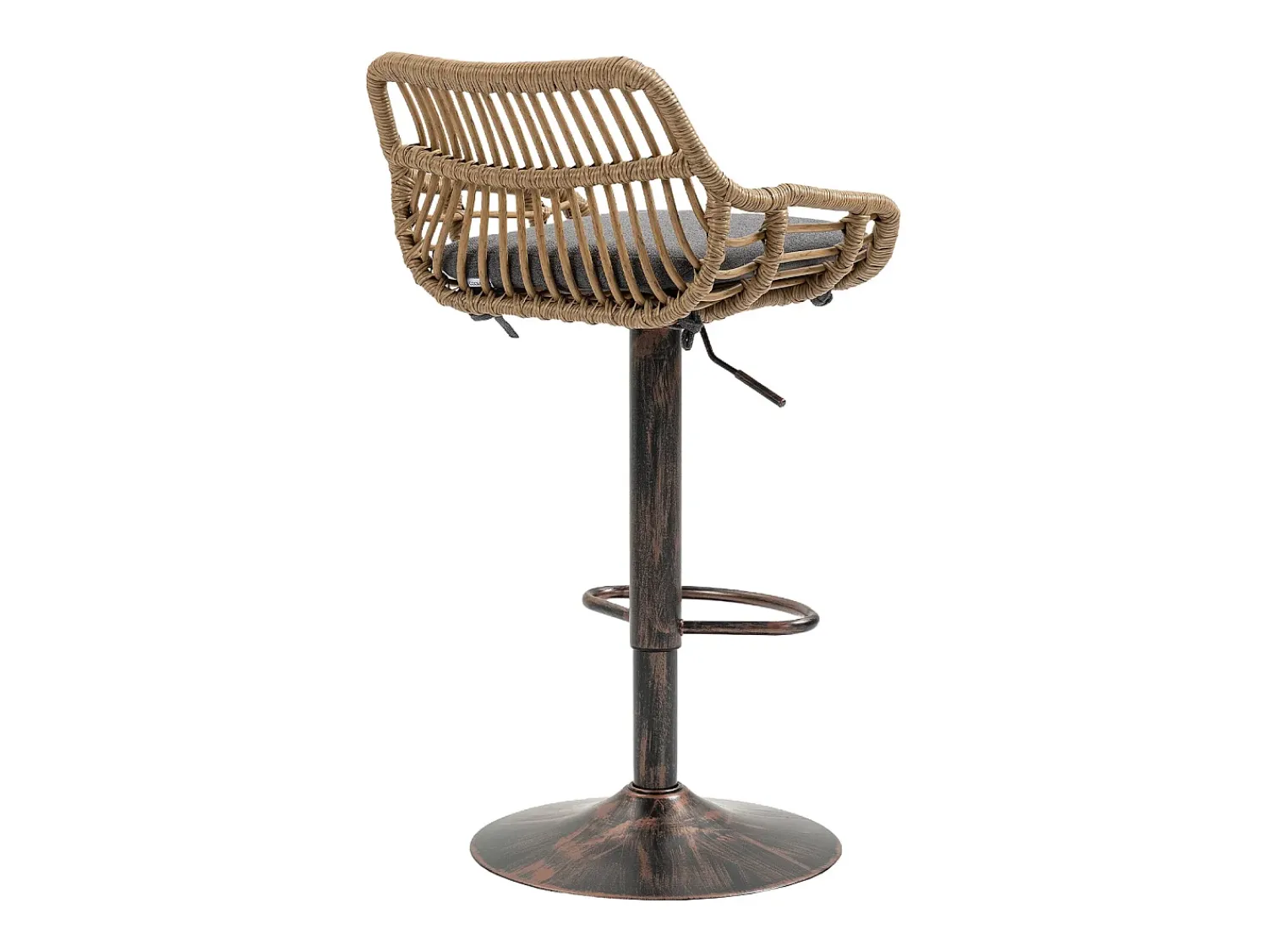 Hauss Spole Conjunto de 2 banquetas ajustáveis - Estrutura em metal e encosto em rattan - Almofada em linho^ Banco